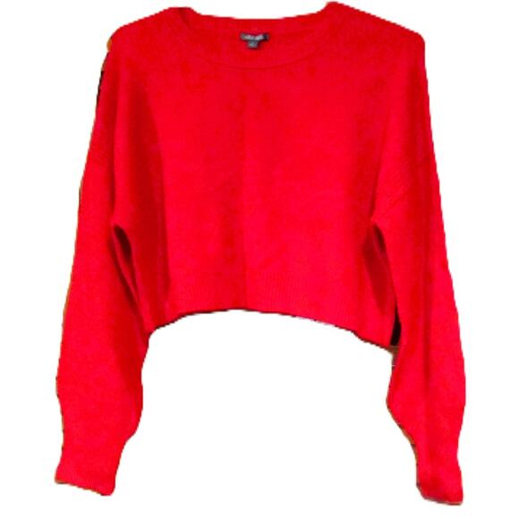 Wild Fable Women's Cropped Sweater Crewneck Red Long Sleeves Stretch Size S - Picture 1 of 5